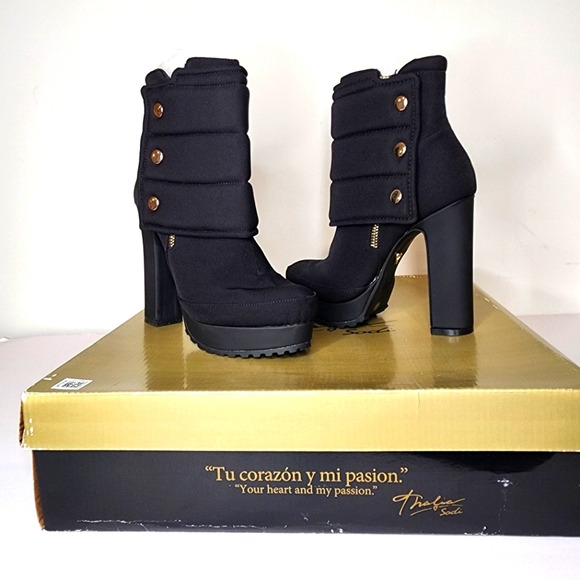 Thalia Sodi Charlie Black Platform Ankle Boots Size 5 - Picture 7 of 8